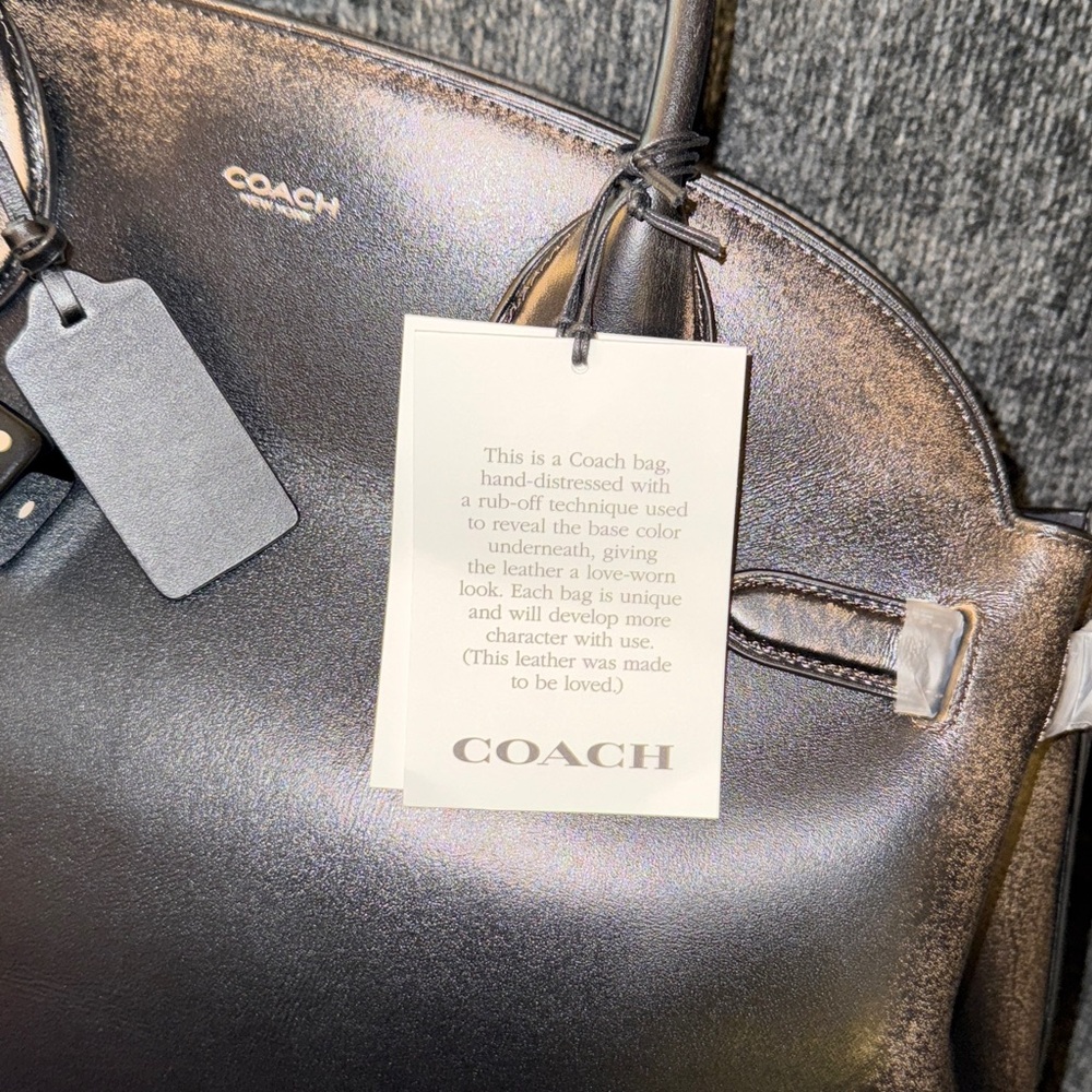 Coach Runway Empire Carryall 40 Bag in Hand Distressed Natural Grain Leather NWT - Picture 7 of 15
